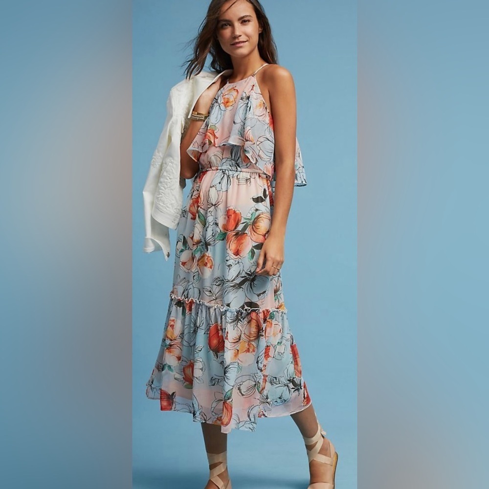 Donna Morgan Floral Halter Maxi Dress – Size 12 (US)